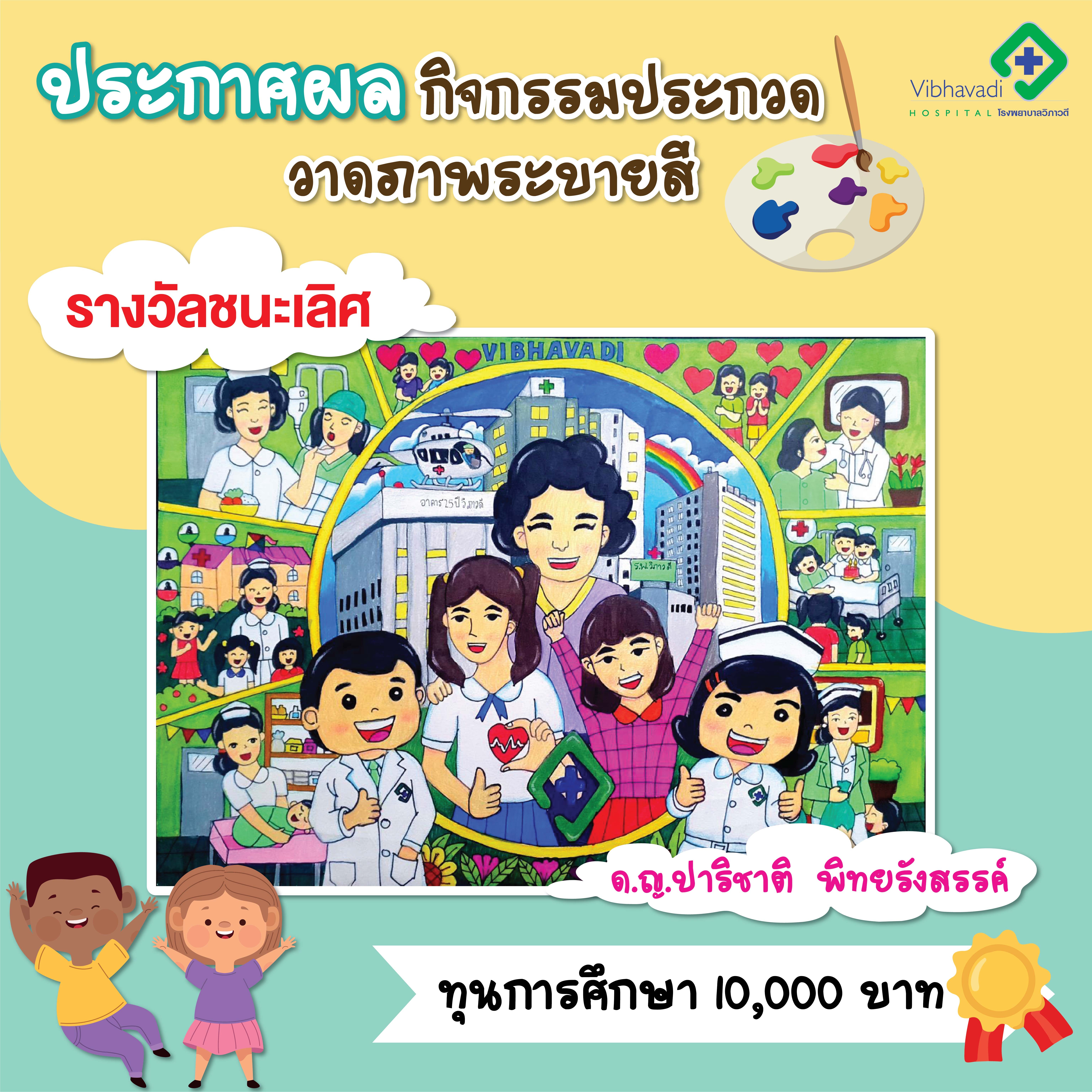 ประกาศผล กิจกรรมประกวดวาดภาพระบายสี "โรงพยาบาลวิภาวดีในฝันของหนู"