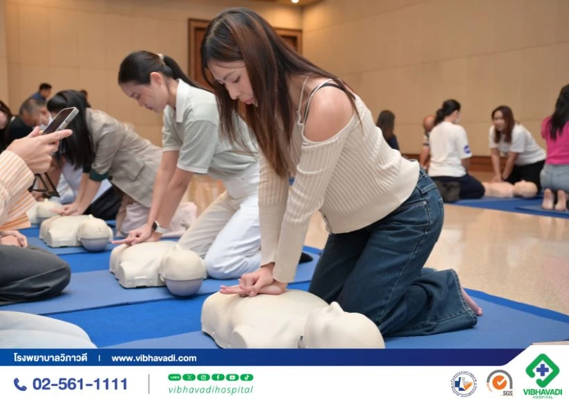 ภาพบรรยากาศงานอบรม CPR & AED การปฐมพยาบาลเบื้องต้นสำหรับประชาชน ปี 2568 รุ่นที่ 1–2
