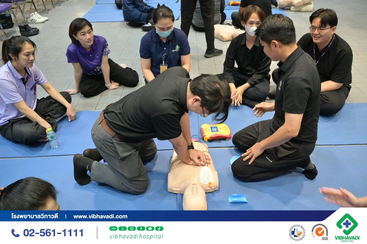 โรงพยาบาลวิภาวดีจัดอบรม CPR และ AED ให้บุคลากรโรงเรียนสาธิต มก.