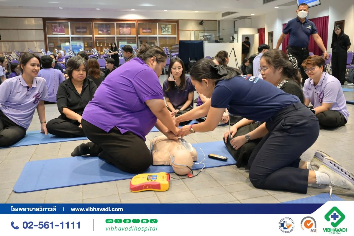 โรงพยาบาลวิภาวดีจัดอบรม CPR และ AED ให้บุคลากรโรงเรียนสาธิต มก.