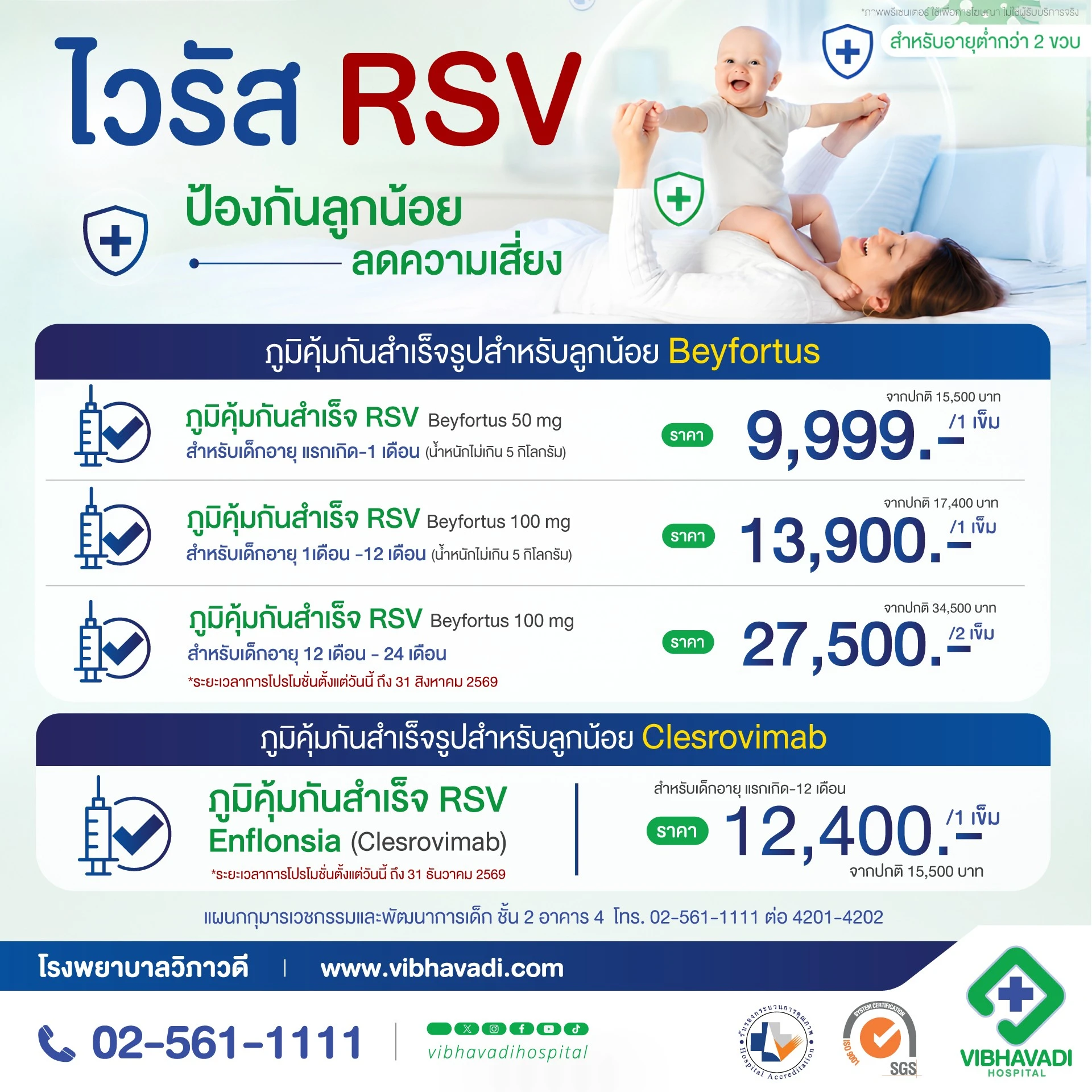 ภูมิคุ้มกันสำเร็จรูป RSV สำหรับเด็กแรกเกิด 0 – 2 ปี