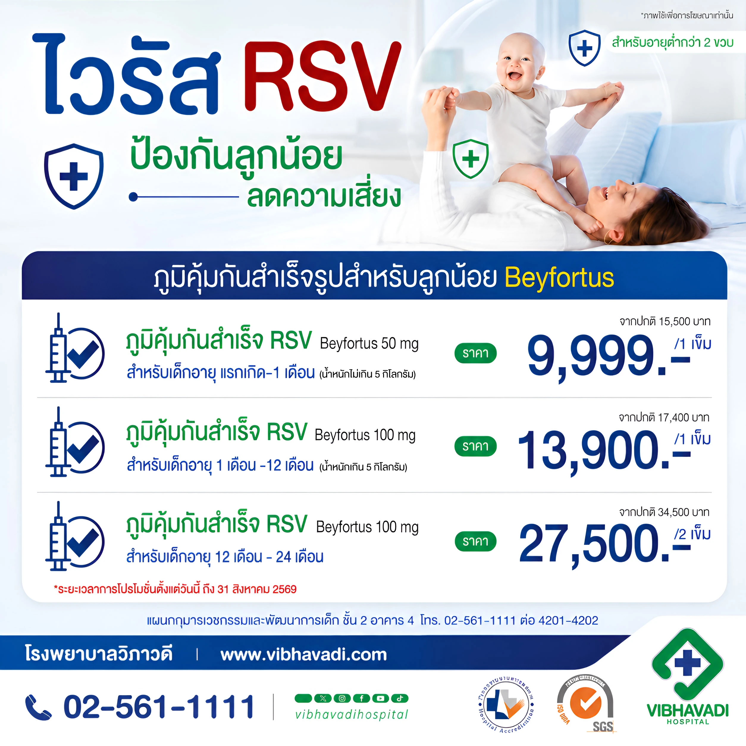 ภูมิคุ้มกันสำเร็จรูป RSV สำหรับเด็กแรกเกิด 0 – 2 ปี
